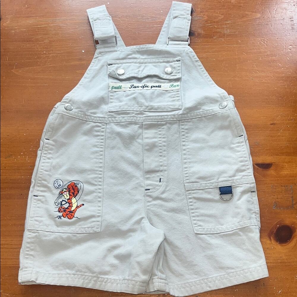 Beige Embroidered Overalls Tigger Golfing Winnie The Pooh Disney Size 4T Rare